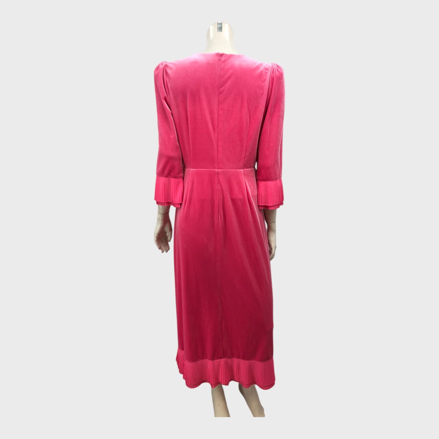 Branded Candy Pink Velour Pleat Dress - Size 12