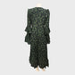 Branded Black/Dark Green Floral Printed Ruffle Midi Dress - Size 12