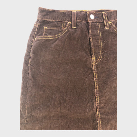 Brown Branded Corduroy Skirt