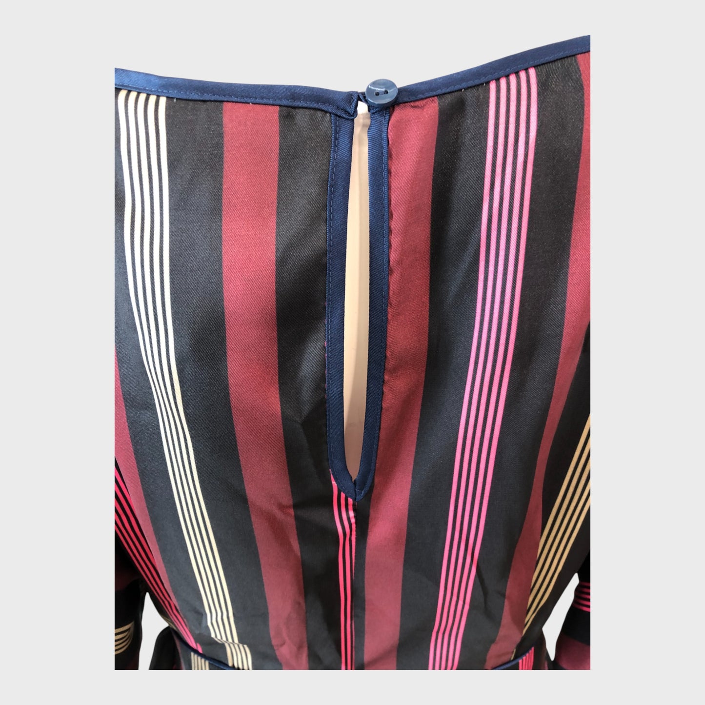 Striped Satin Kimono Sleeve Midi Dress