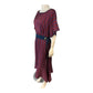Burgundy Blue Striped Satin Midi Dress