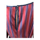 Burgundy Blue Striped Satin Midi Dress