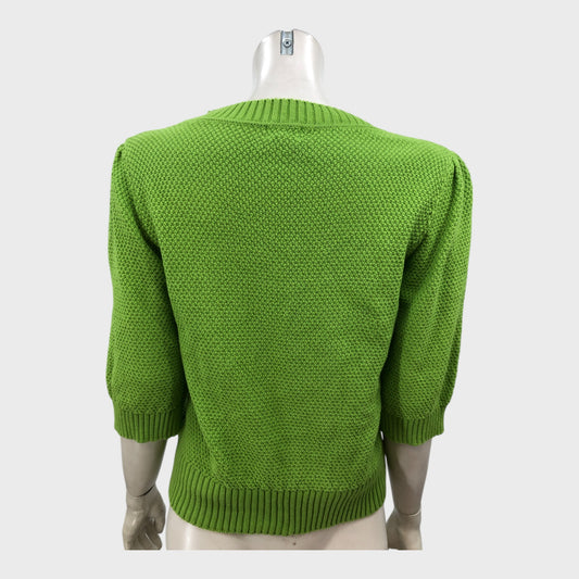 Brora Green Cotton Jumper - Size 8