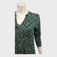 Branded Army Green Jersey Printed Midi Dress - Size 10