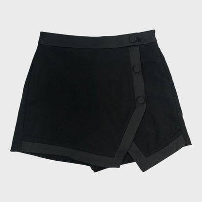 Black Branded Button Skort