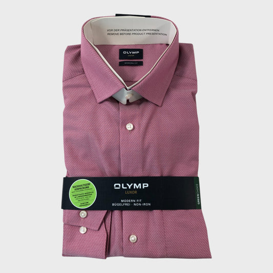 Olymp Luxor Pink Long Sleeve Shirt - Size Large