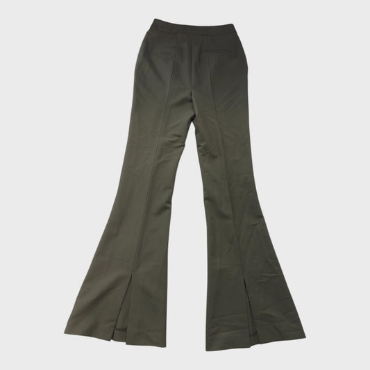 Branded Khaki Tailored Back Split Flare Trousers