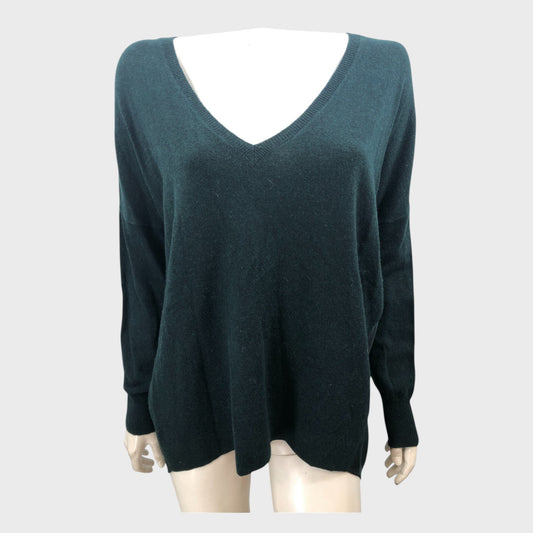 Green Branded Satin Oversized Knit Top - Size 12