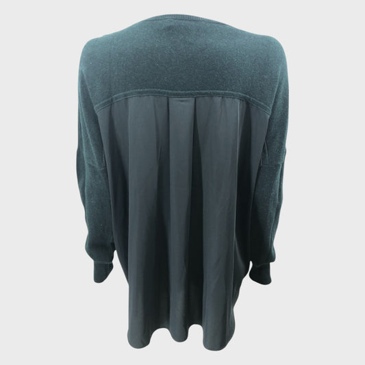 Green Branded Satin Oversized Knit Top - Size 12