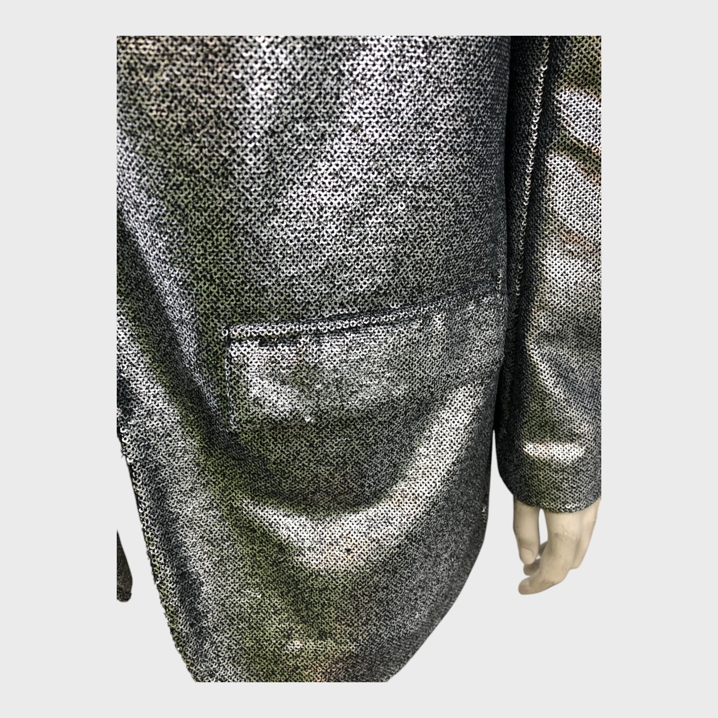 Branded Silver Pewter Sequin Blazer - Size 10