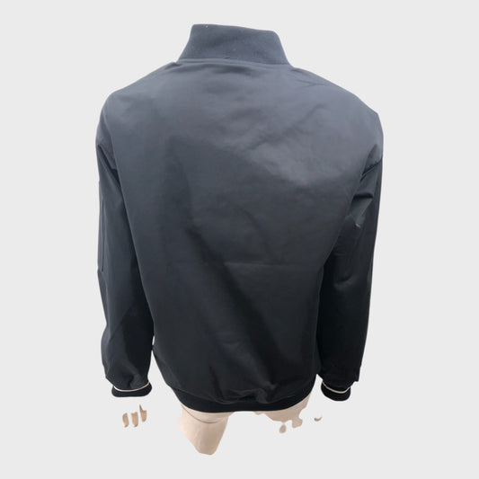 Branded Black Popper Bomber Jacket - Size 8