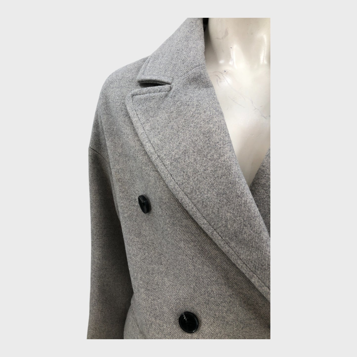 Grey Button Long Coat - Size 8