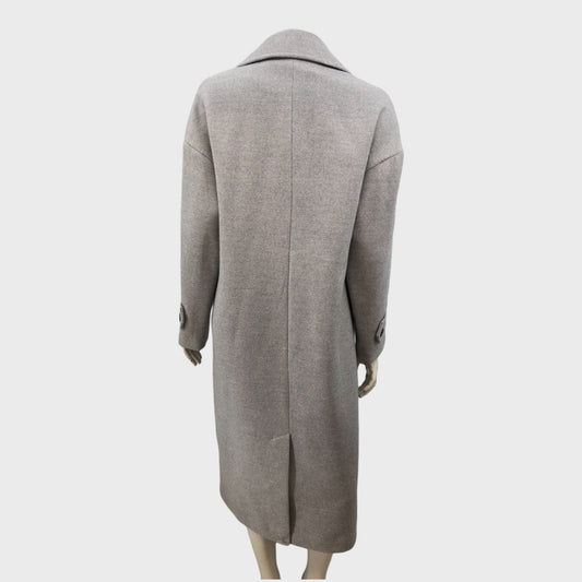 Grey Button Long Coat - Size 8