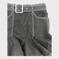 Black Denim Y2K Belted Mini Skirt - Size 8