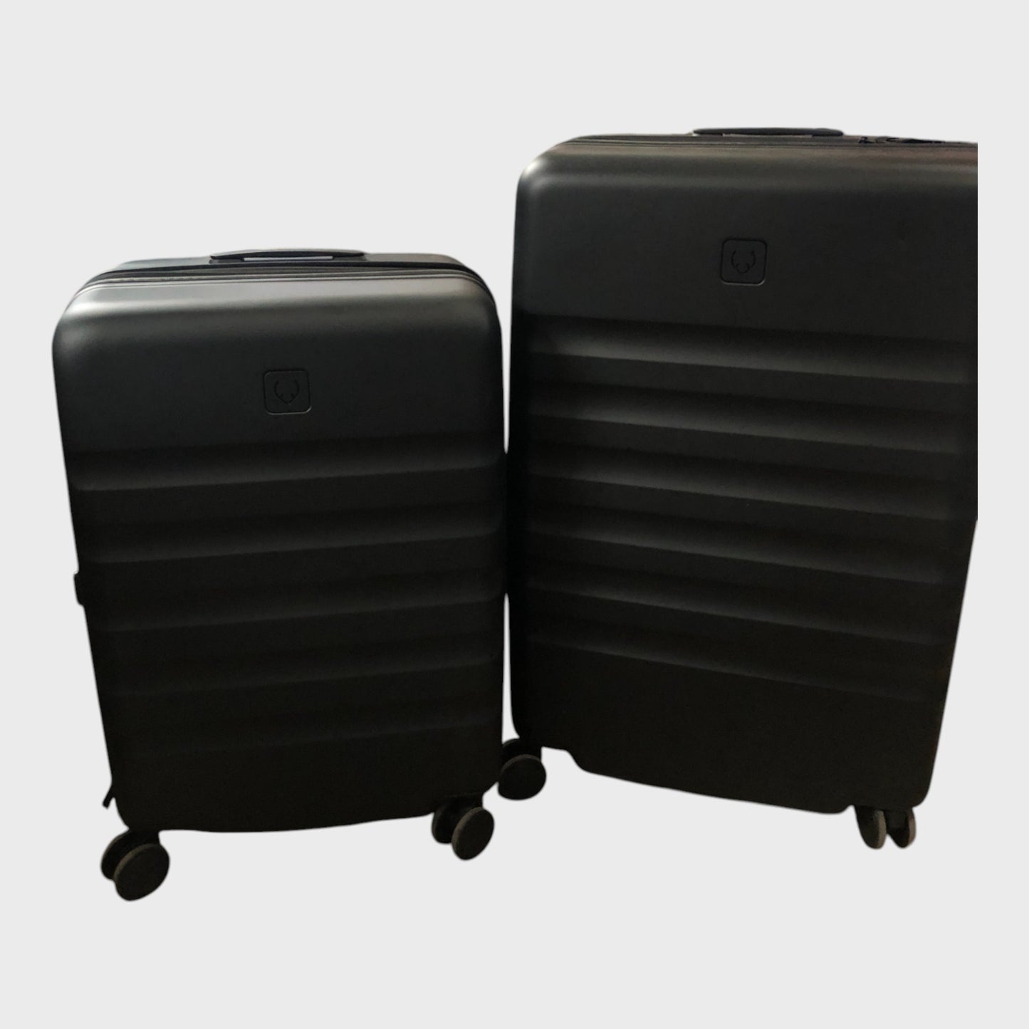 Antler Icon Stripe Expandable Hard Suitcase Set - Cabin, Medium & Large - Black