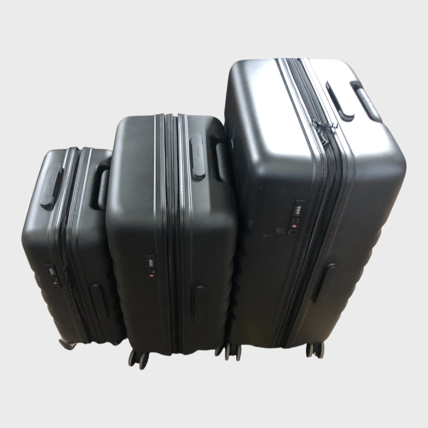 Antler Icon Stripe Expandable Hard Suitcase Set - Cabin, Medium & Large - Black