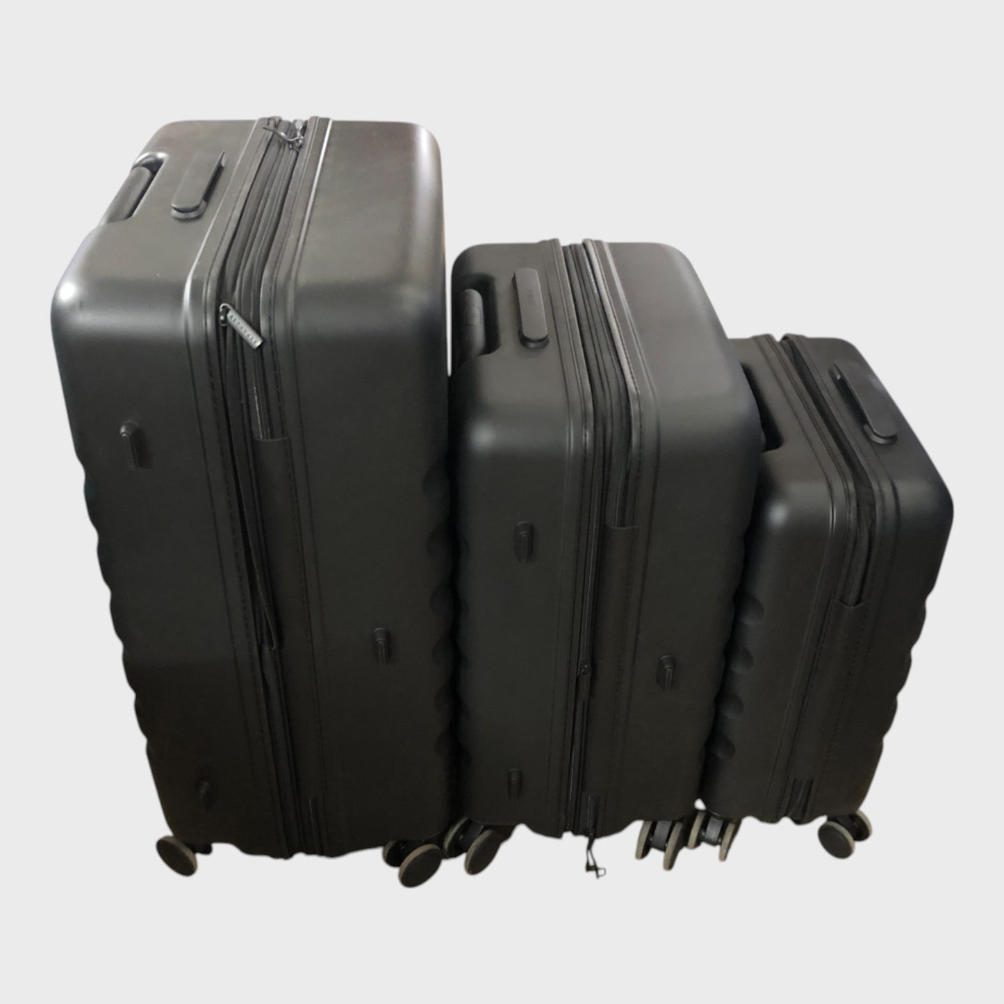 Antler Icon Stripe Expandable Hard Suitcase Set - Cabin, Medium & Large - Black