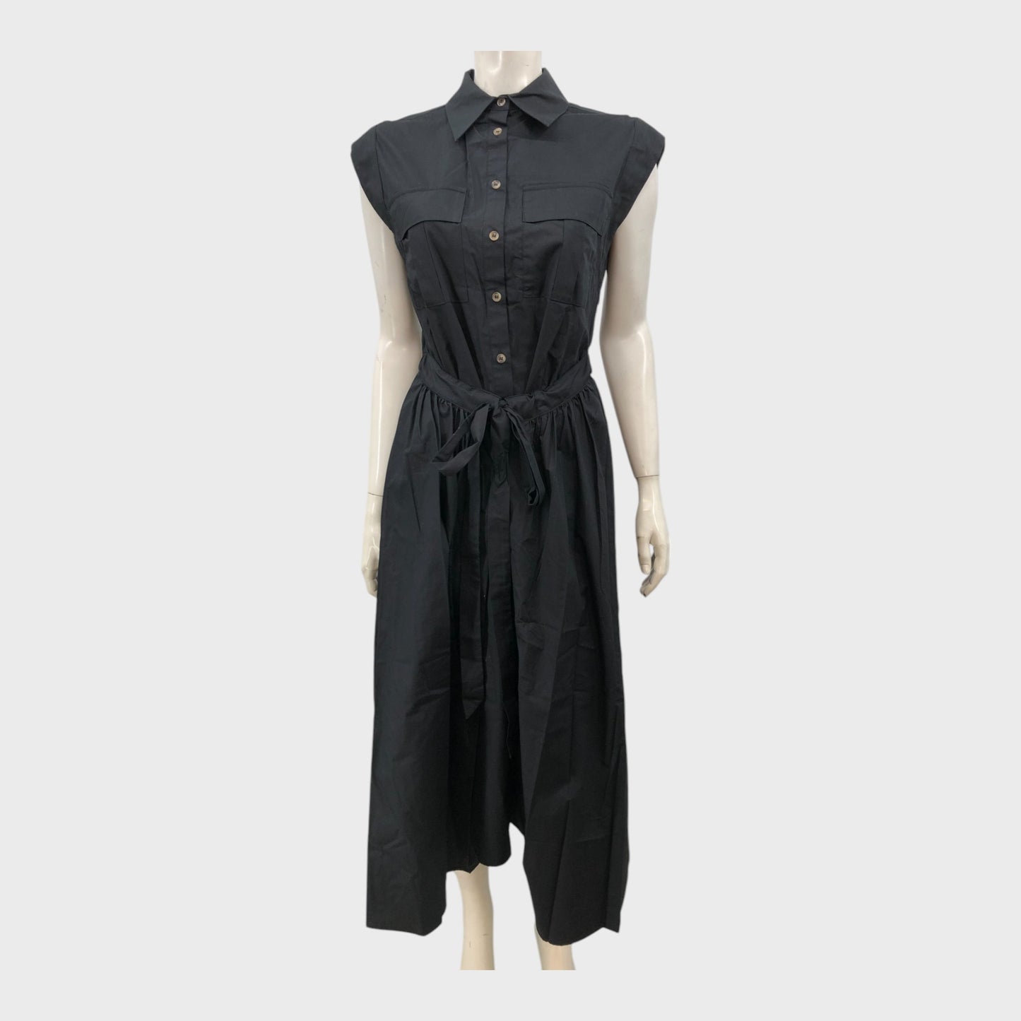 Branded Black Tie Waist Shirt Dress