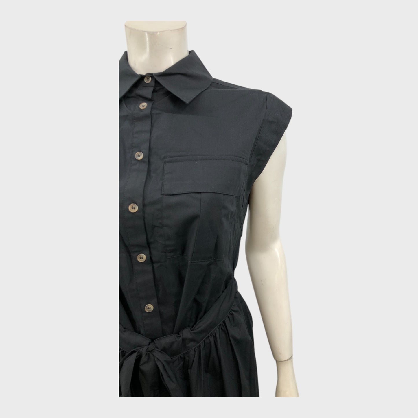 Branded Black Tie Waist Shirt Dress