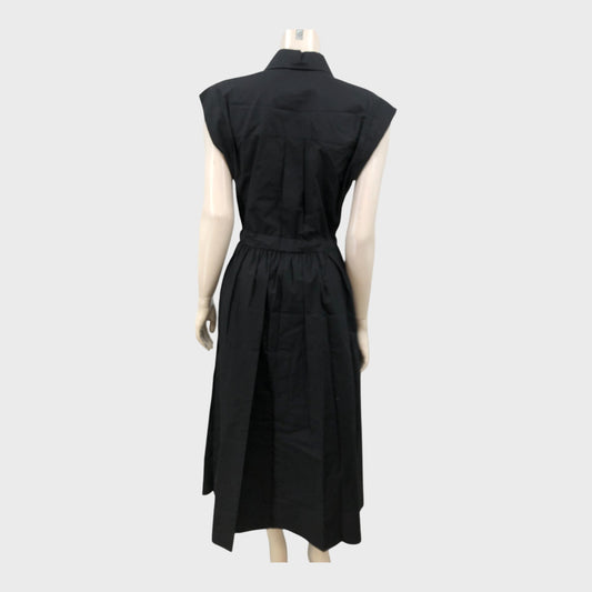 Branded Black Tie Waist Shirt Dress