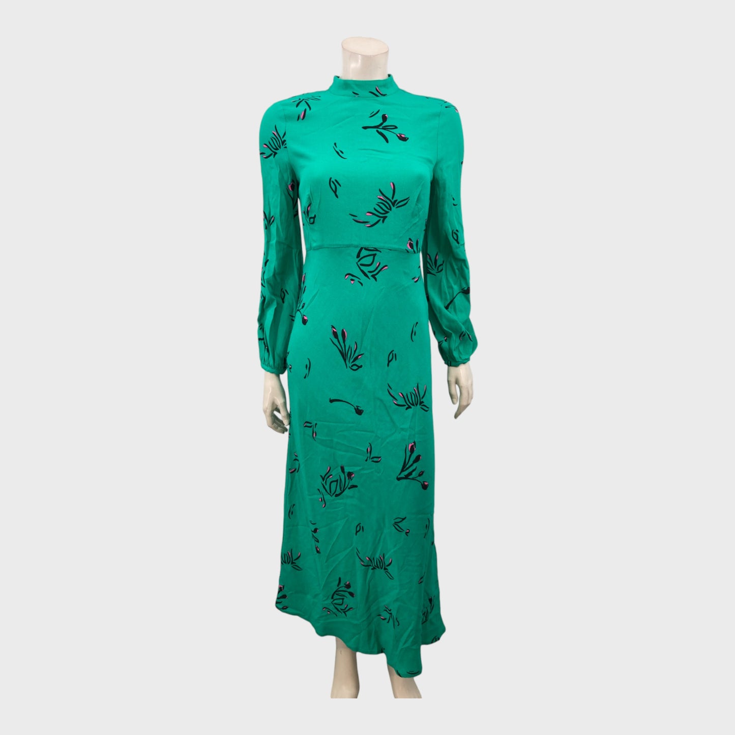 Branded Sea Green Floral Dress - Size 10