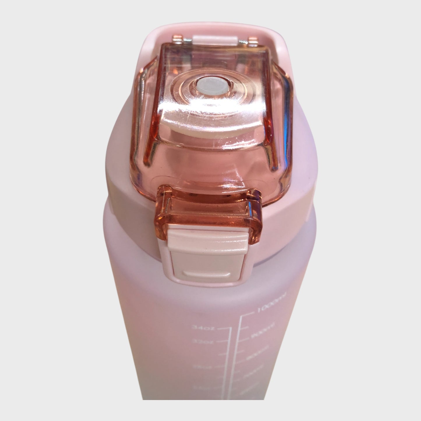 PINK Flip Top Straw Water Bottle 1000ml BPA-Free with Time Marker