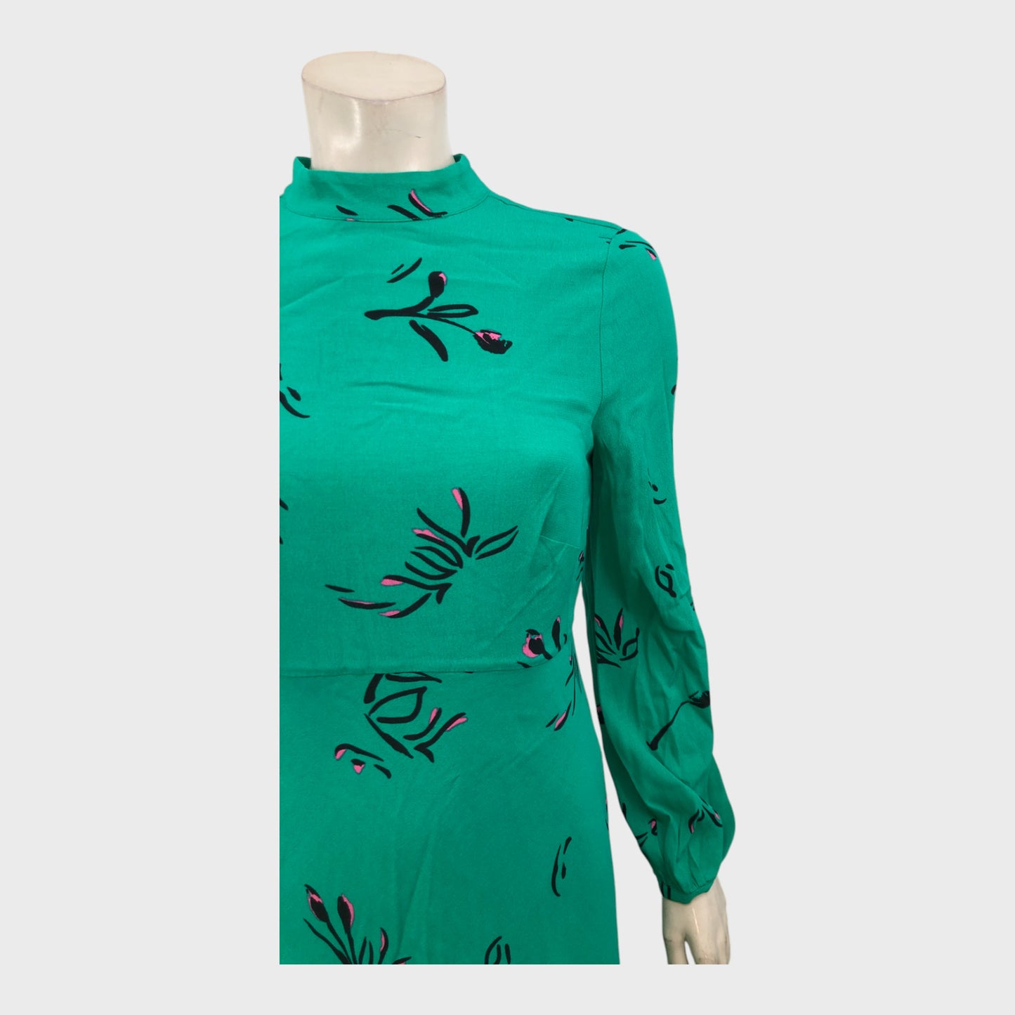 Branded Sea Green Floral Dress - Size 10