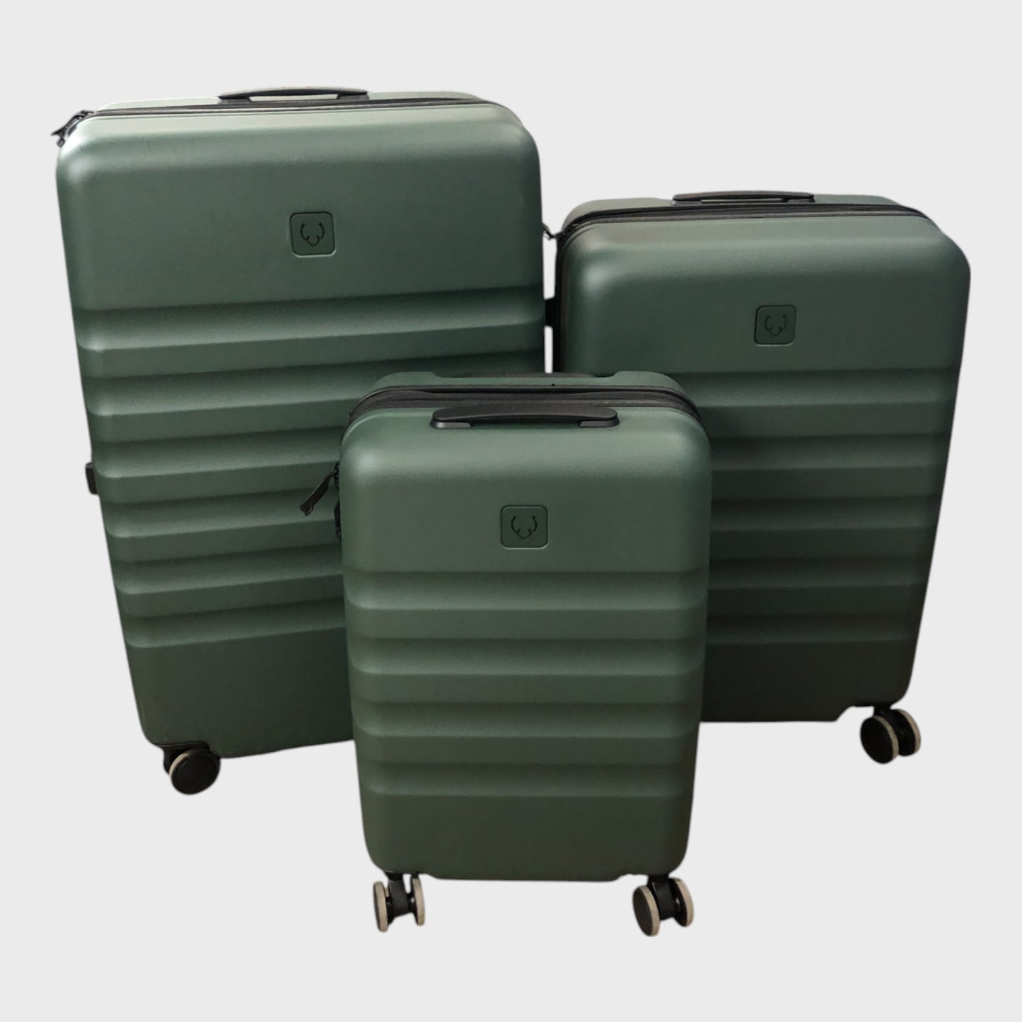 Antler Icon Stripe Hard Suitcase Set - Cabin, Medium and Large - Green