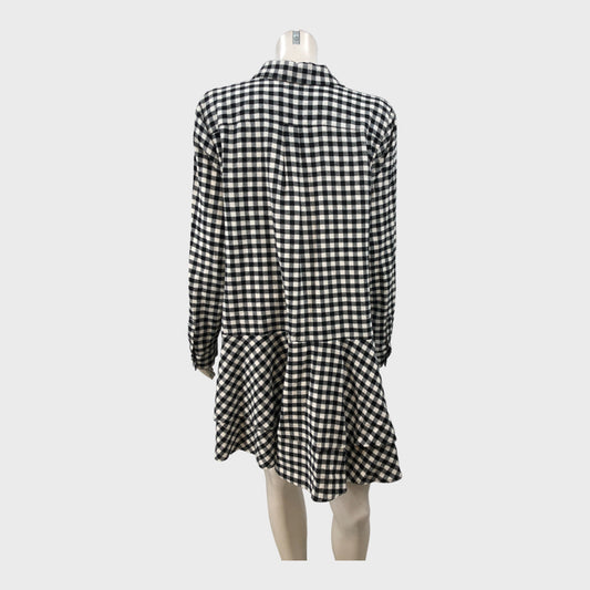 Branded Black/Off-White Gingham Shirt Dress - Size 18