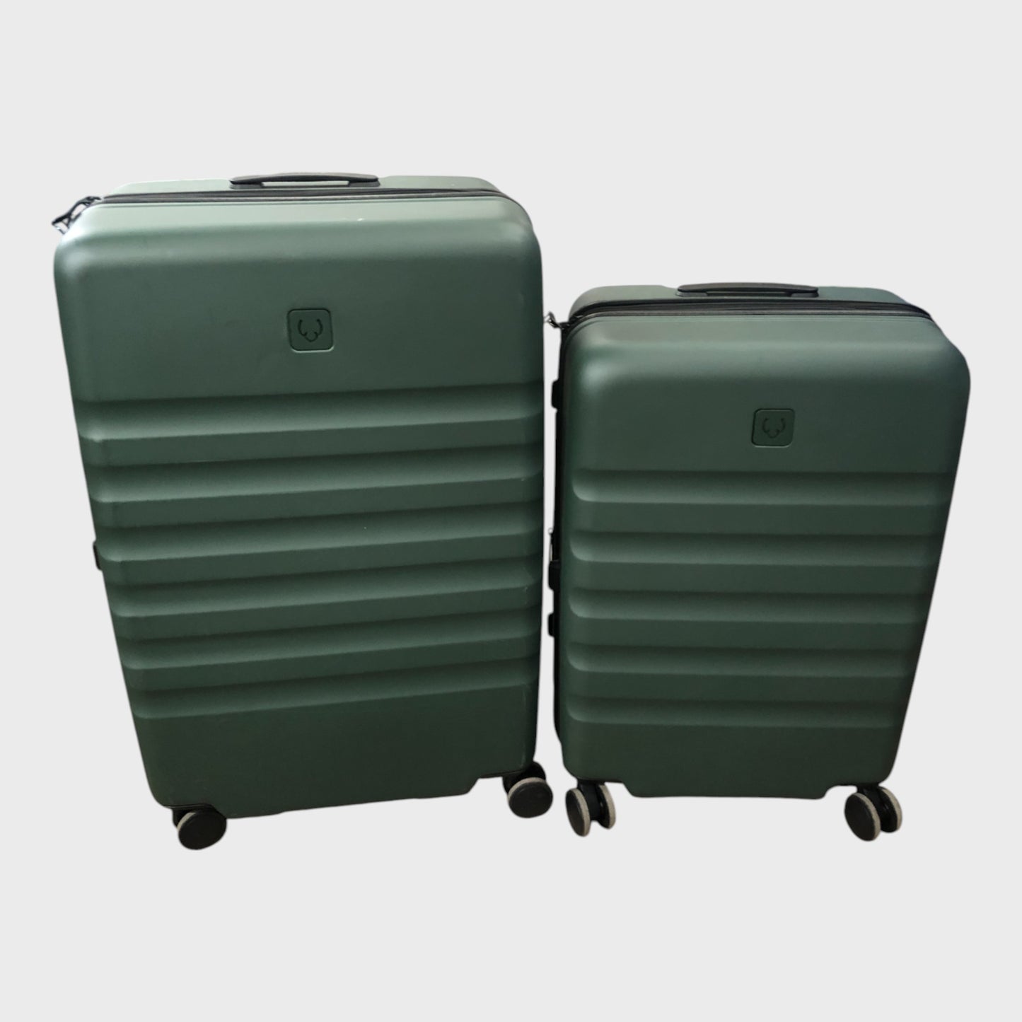 Antler Icon Stripe Hard Suitcase Set - Cabin, Medium and Large - Green