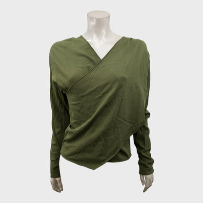 Branded Green Faux Wrap Knit Top - Size 16