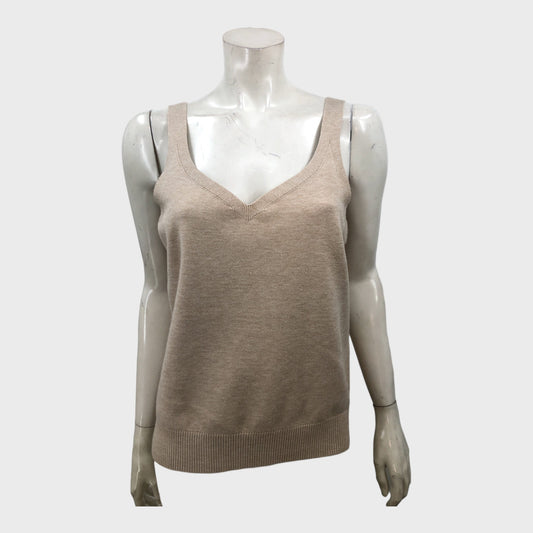 Branded Tan Knitted Camisole Top - Size 16