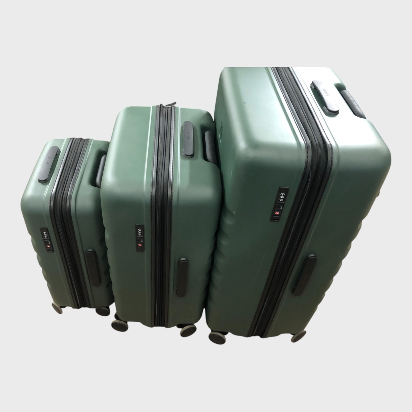 Antler Icon Stripe Hard Suitcase Set - Cabin, Medium and Large - Green