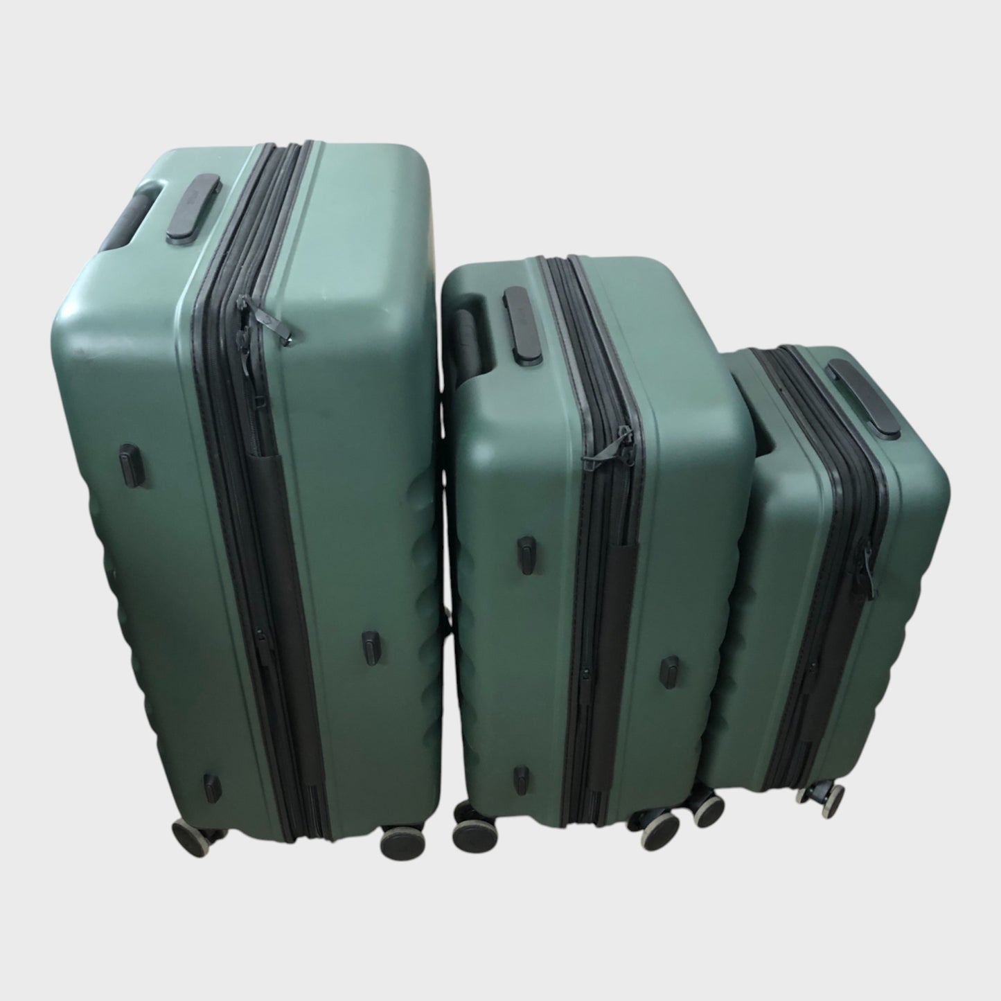 Antler Icon Stripe Hard Suitcase Set - Cabin, Medium and Large - Green