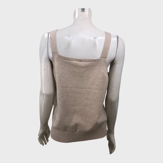 Branded Tan Knitted Camisole Top - Size 16