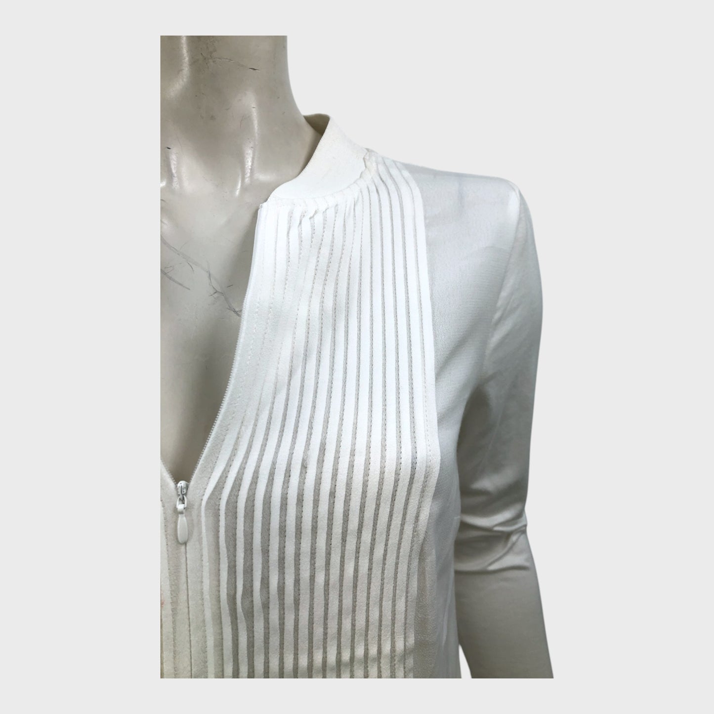 Branded Cream Pleat Zip Tunic - Size 8