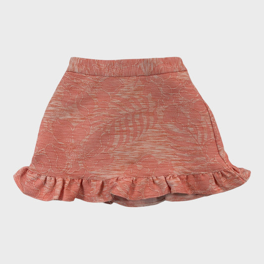 Pink Flower Embroidered Skirt