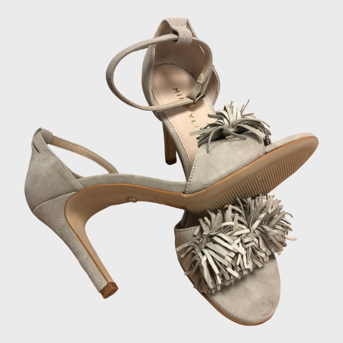 Women's Beige Strappy Sandals - with Tassels