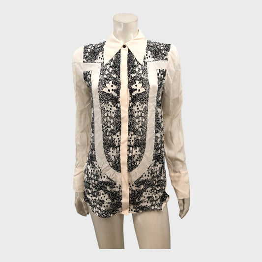 Branded Cream Patterned Shirt - Size 8