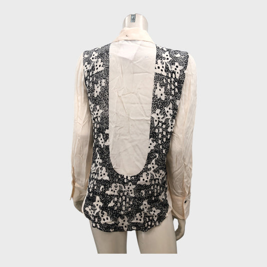 Branded Cream Patterned Shirt - Size 8