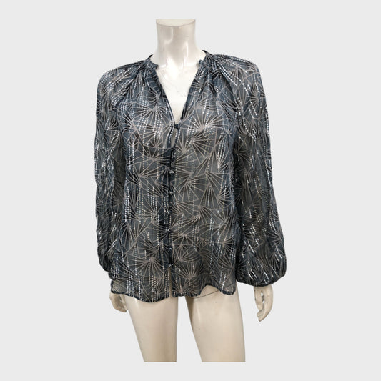 Branded Grey Sliver Geometric Pattern Blouse