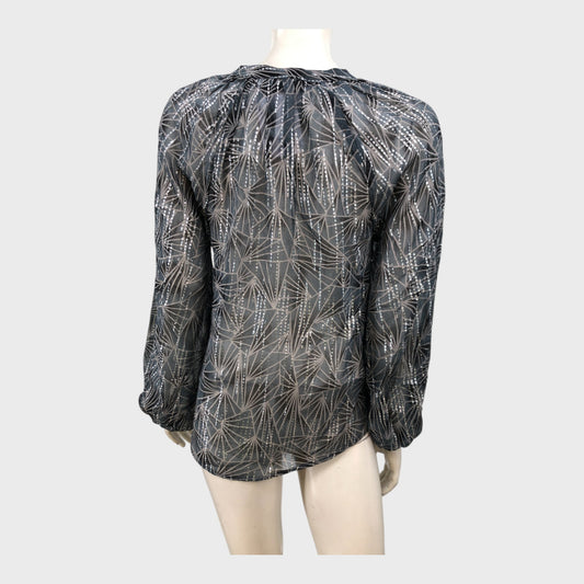 Branded Grey Sliver Geometric Pattern Blouse