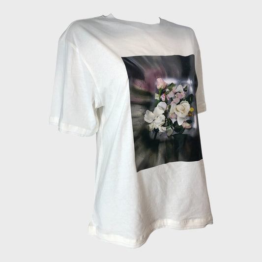 FLORAL Graphic Print T-Shirt White Short Sleeve