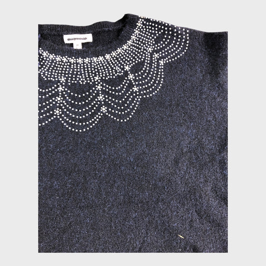 Branded Navy Beaded Jumper - Size Medium