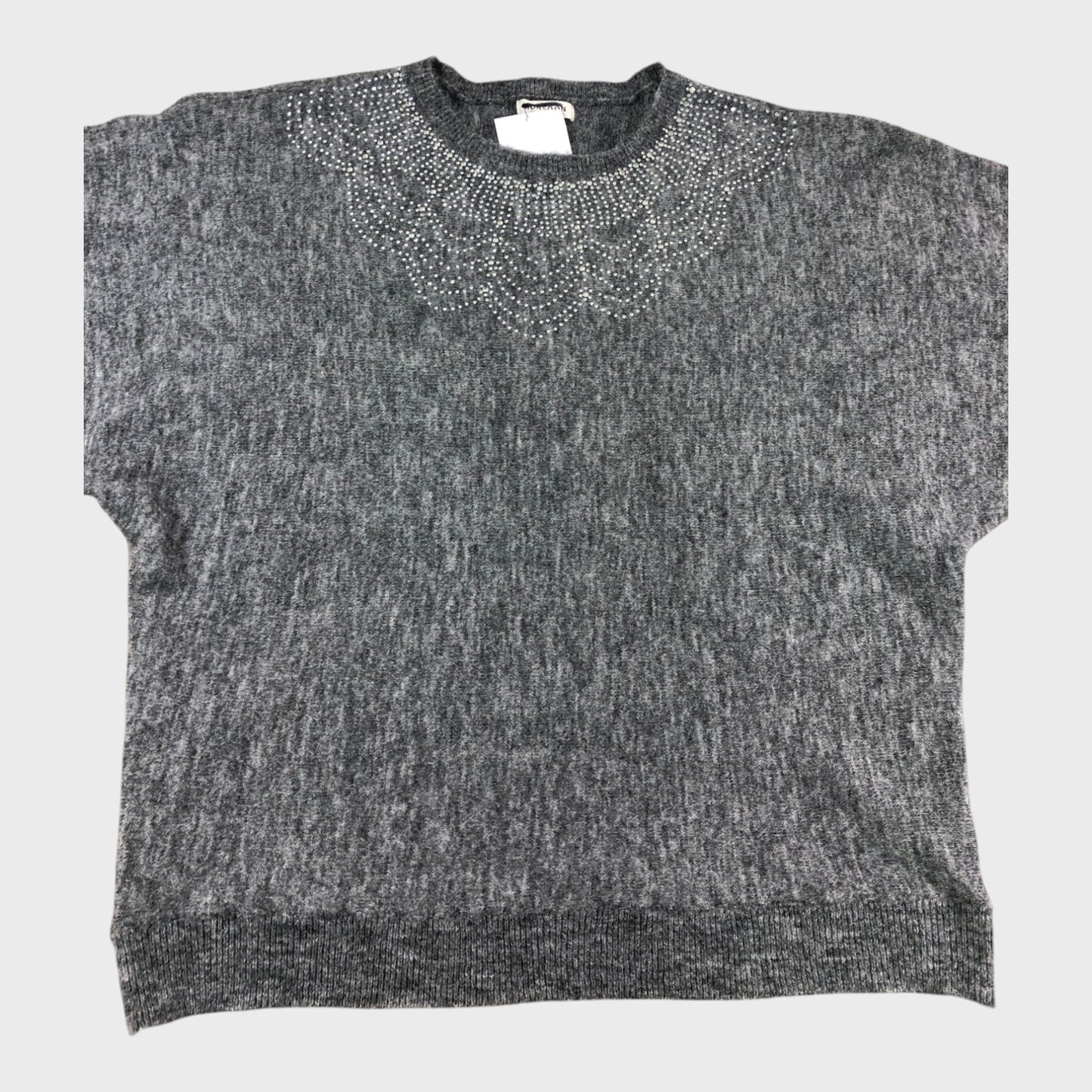 Branded Grey Beaded Jumper - Size Medium
