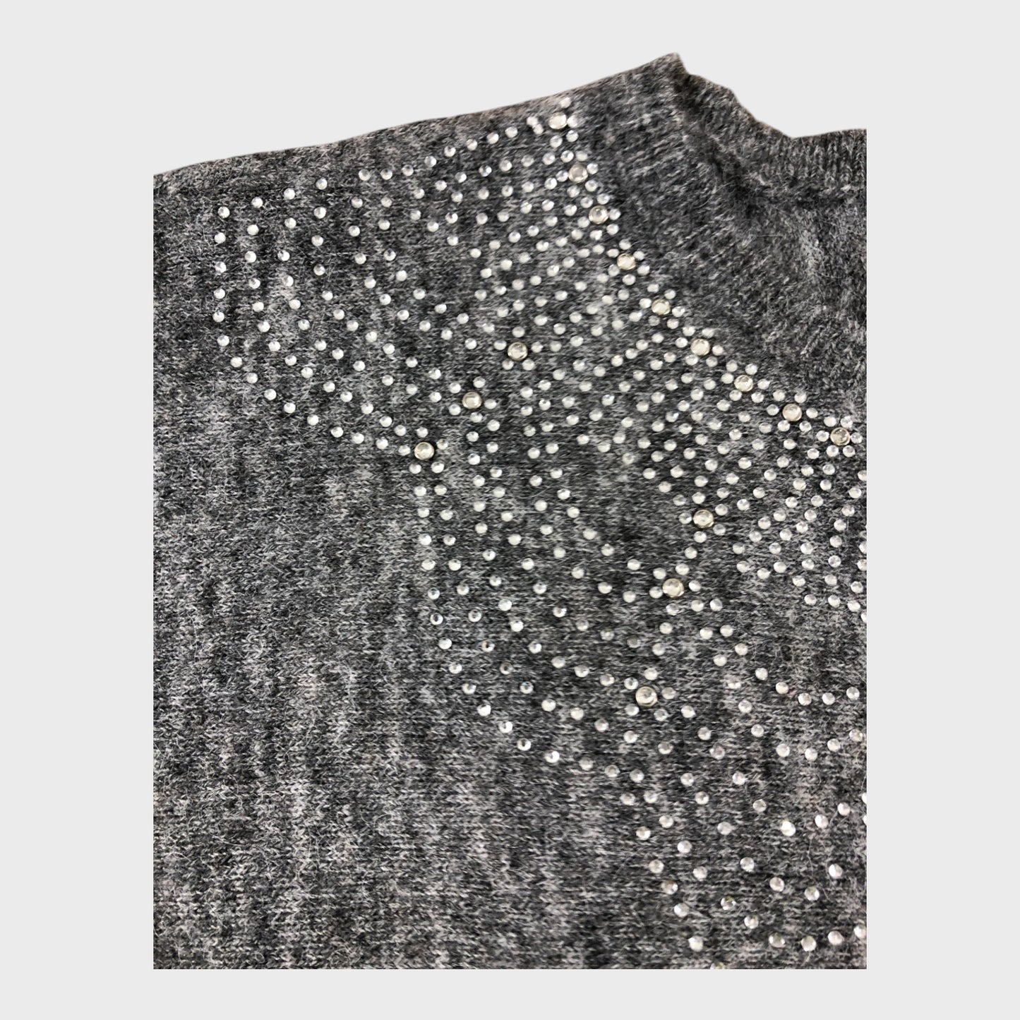 Branded Grey Beaded Jumper - Size Medium
