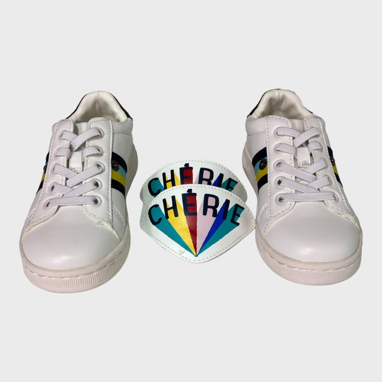 Kids Cherie Rainbow Stripe Trainers With Pull Off Lace Cover