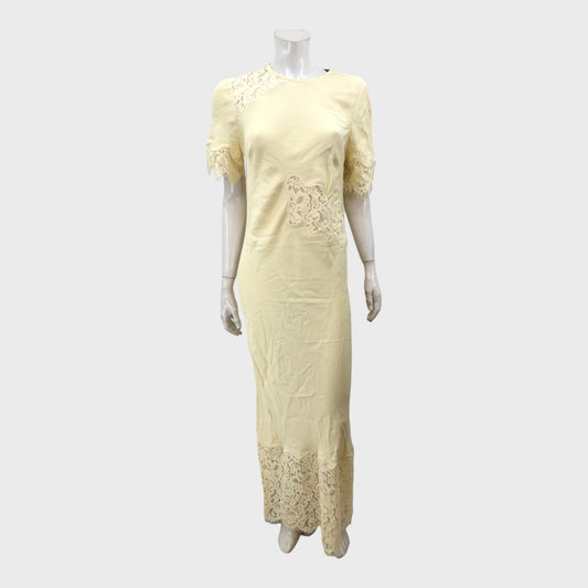 Branded Parchment Yellow Lace Dress