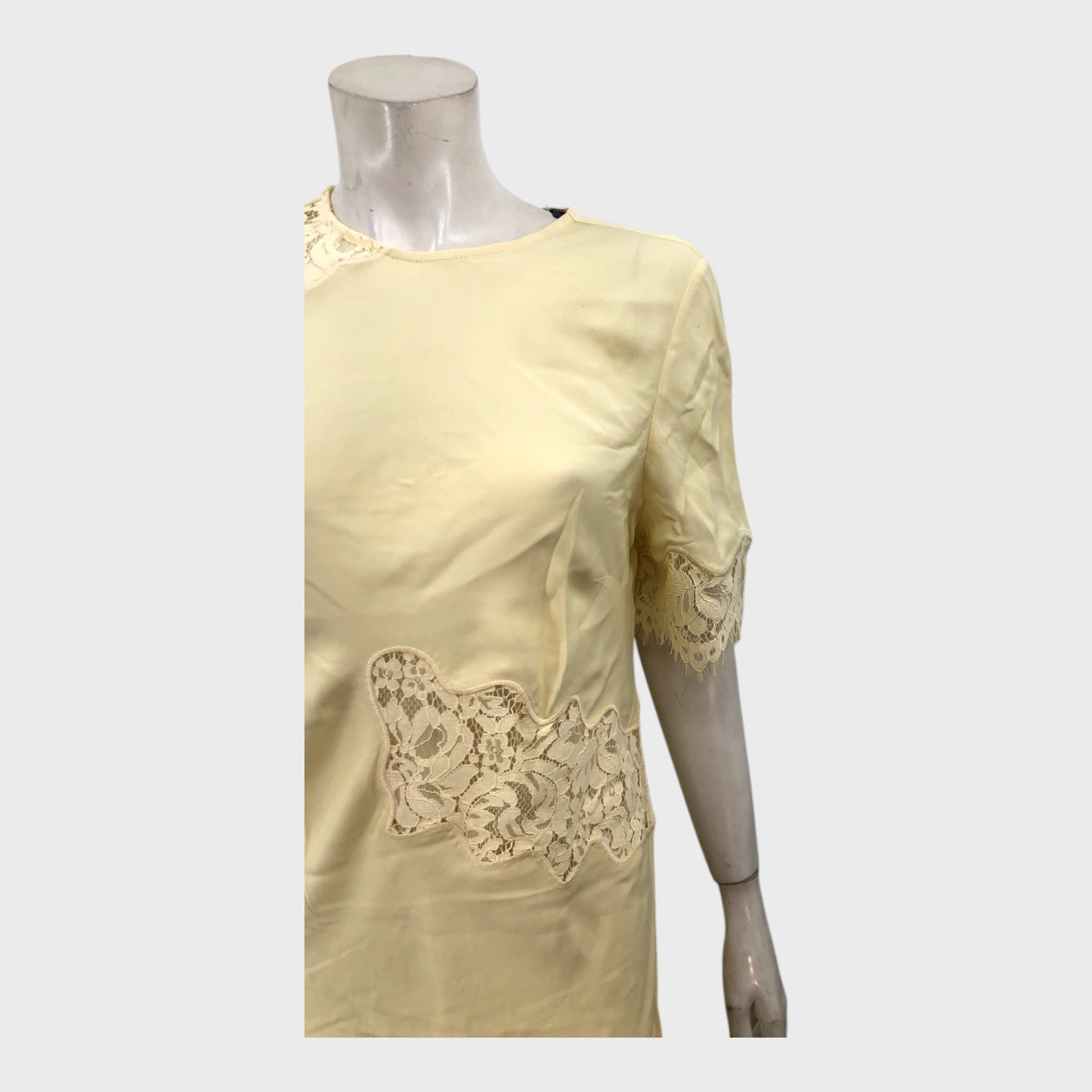 Branded Parchment Yellow Lace Dress