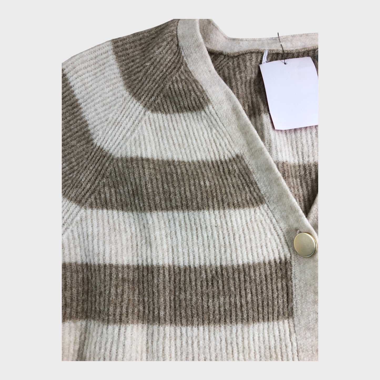 Beige Striped Cardigan - Size 10